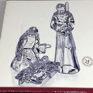 MIKASA Celebrations Christmas Nativity Scene Crystal Glass Figurine Set Lot NEW